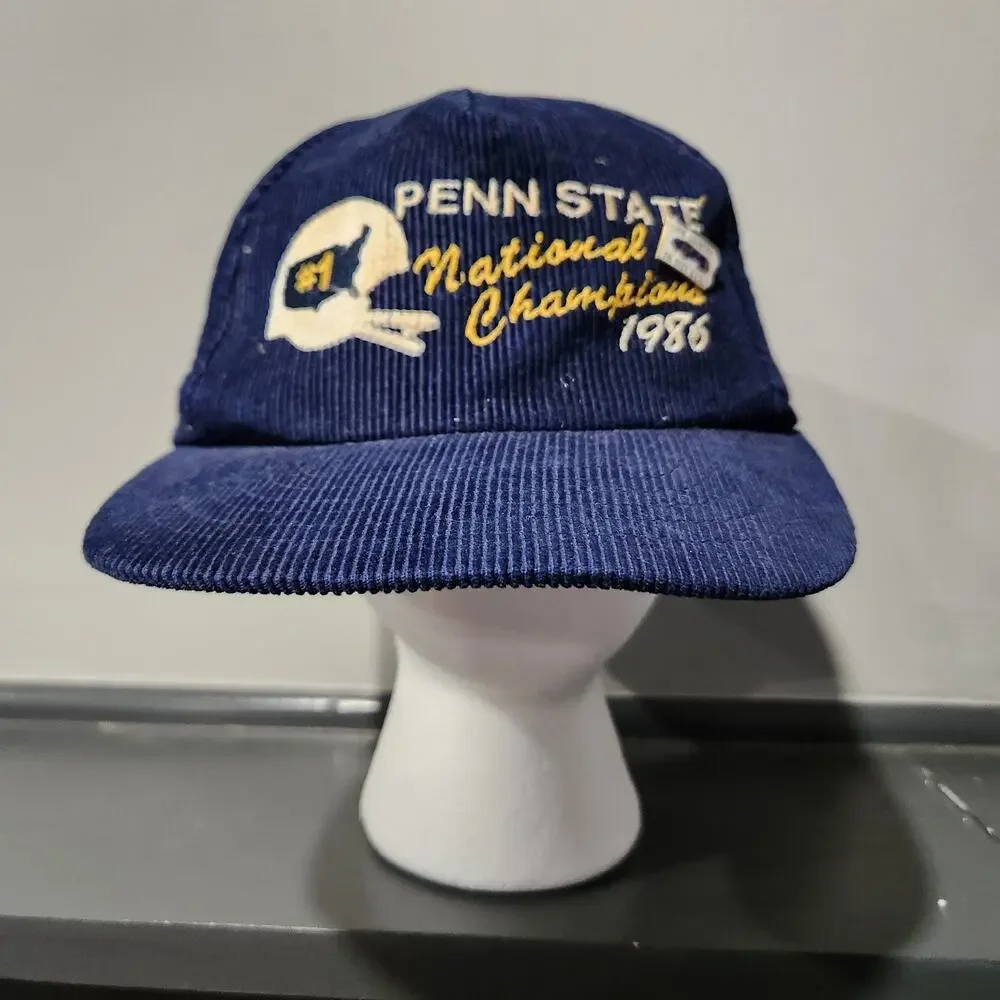 VTG 80s‎ Penn State National Champions 1986 Football Corduroy Snapback Hat Cap